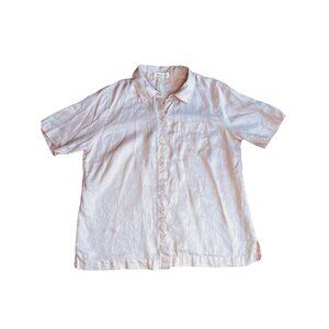 Coldwater Creek Mens Linen Button-Down Shirt Size M Light Pink